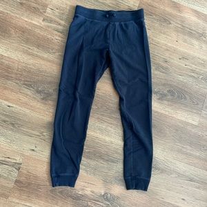 Navy lounge wear pants for kids with Brand name Abercrombie&Fitch down the side